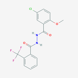 molecular formula C16H12ClF3N2O3 B7478906 5-chloro-2-methoxy-N'-[2-(trifluoromethyl)benzoyl]benzohydrazide 