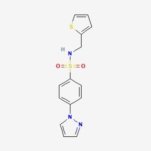 molecular formula C14H13N3O2S2 B7478927 4-(1H-pyrazol-1-yl)-N-(thien-2-ylmethyl)benzenesulfonamide 