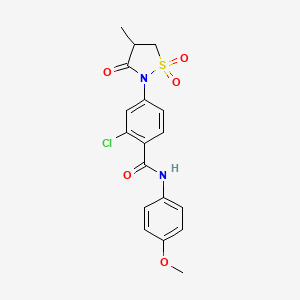 molecular formula C18H17ClN2O5S B7478948 2-chloro-N-(4-methoxyphenyl)-4-(4-methyl-1,1-dioxido-3-oxoisothiazolidin-2-yl)benzamide 