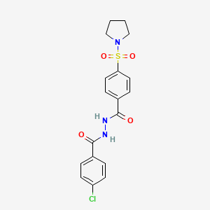 molecular formula C18H18ClN3O4S B7478968 N'-(4-chlorobenzoyl)-4-pyrrolidin-1-ylsulfonylbenzohydrazide 