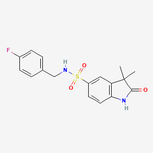 molecular formula C17H17FN2O3S B7479003 N-(4-fluorobenzyl)-3,3-dimethyl-2-oxoindoline-5-sulfonamide 