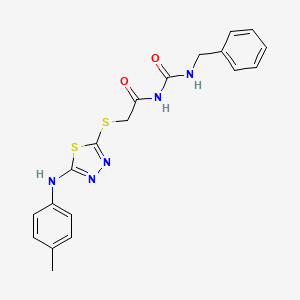molecular formula C19H19N5O2S2 B7479052 N-(benzylcarbamoyl)-2-[[5-(4-methylanilino)-1,3,4-thiadiazol-2-yl]sulfanyl]acetamide 