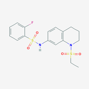 molecular formula C17H19FN2O4S2 B7479081 N-(1-ethylsulfonyl-3,4-dihydro-2H-quinolin-7-yl)-2-fluorobenzenesulfonamide 
