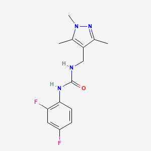 molecular formula C14H16F2N4O B7479094 N-(2,4-difluorophenyl)-N'-[(1,3,5-trimethyl-1H-pyrazol-4-yl)methyl]urea 