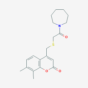 molecular formula C20H25NO3S B7479277 4-[[2-(Azepan-1-yl)-2-oxoethyl]sulfanylmethyl]-7,8-dimethylchromen-2-one 
