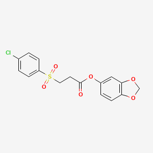 molecular formula C16H13ClO6S B7479356 1,3-Benzodioxol-5-yl 3-(4-chlorophenyl)sulfonylpropanoate 