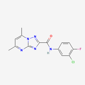 molecular formula C14H11ClFN5O B7479366 N-(3-chloro-4-fluorophenyl)-5,7-dimethyl-[1,2,4]triazolo[1,5-a]pyrimidine-2-carboxamide 