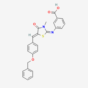 3-[[(5Z)-3-methyl-4-oxo-5-[(4-phenylmethoxyphenyl)methylidene]-1,3-thiazolidin-2-ylidene]amino]benzoic acid