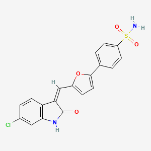 4-[5-[(Z)-(6-chloro-2-oxo-1H-indol-3-ylidene)methyl]furan-2-yl]benzenesulfonamide