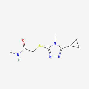 molecular formula C9H14N4OS B7479544 2-[(5-cyclopropyl-4-methyl-1,2,4-triazol-3-yl)sulfanyl]-N-methylacetamide 