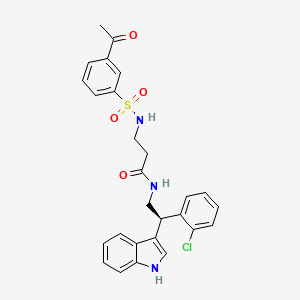 3-[(3-acetylphenyl)sulfonylamino]-N-[(2R)-2-(2-chlorophenyl)-2-(1H-indol-3-yl)ethyl]propanamide