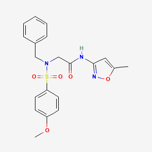 molecular formula C20H21N3O5S B7479578 2-[benzyl-(4-methoxyphenyl)sulfonylamino]-N-(5-methyl-1,2-oxazol-3-yl)acetamide 