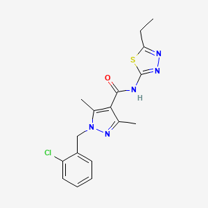 molecular formula C17H18ClN5OS B7479583 1-[(2-chlorophenyl)methyl]-N-(5-ethyl-1,3,4-thiadiazol-2-yl)-3,5-dimethylpyrazole-4-carboxamide 
