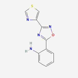 molecular formula C11H8N4OS B7479662 2-[3-(1,3-Thiazol-4-yl)-1,2,4-oxadiazol-5-yl]aniline 