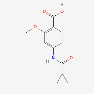molecular formula C12H13NO4 B7479683 4-Cyclopropylcarbonylamino-2-methoxybenzoic acid 