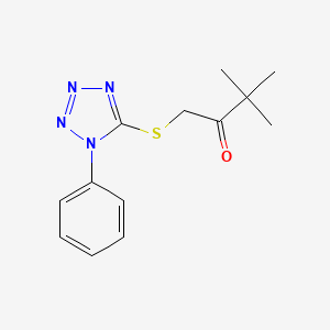 molecular formula C13H16N4OS B7479831 1-(1-Phenyl-1H-tetrazole-5-ylthio)-3,3-dimethyl-2-butanone 