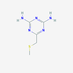 molecular formula C5H9N5S B7479833 6-(Methylsulfanylmethyl)-1,3,5-triazine-2,4-diamine 