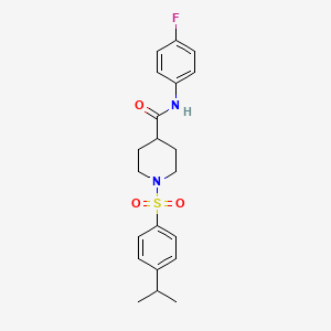 molecular formula C21H25FN2O3S B7479973 N-(4-fluorophenyl)-1-(4-propan-2-ylphenyl)sulfonylpiperidine-4-carboxamide 