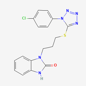 molecular formula C17H15ClN6OS B7479974 3-[3-[1-(4-chlorophenyl)tetrazol-5-yl]sulfanylpropyl]-1H-benzimidazol-2-one 
