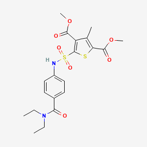 molecular formula C20H24N2O7S2 B7479981 Dimethyl 5-[[4-(diethylcarbamoyl)phenyl]sulfamoyl]-3-methylthiophene-2,4-dicarboxylate 