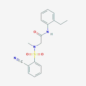 molecular formula C18H19N3O3S B7480006 2-[(2-cyanophenyl)sulfonyl-methylamino]-N-(2-ethylphenyl)acetamide 