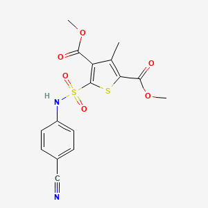molecular formula C16H14N2O6S2 B7480037 Dimethyl 5-[(4-cyanophenyl)sulfamoyl]-3-methylthiophene-2,4-dicarboxylate 