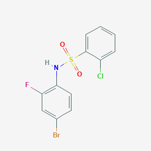 molecular formula C12H8BrClFNO2S B7480064 N-(4-bromo-2-fluorophenyl)-2-chlorobenzenesulfonamide 