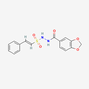 molecular formula C16H14N2O5S B7480076 N'-(2-phenylethenesulfonyl)-1,3-dioxaindane-5-carbohydrazide 