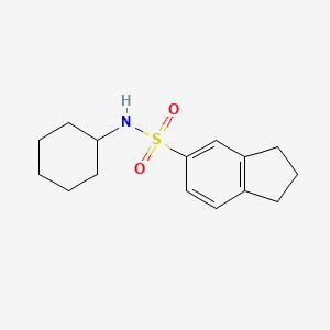 molecular formula C15H21NO2S B7480088 N-cyclohexyl-2,3-dihydro-1H-indene-5-sulfonamide 