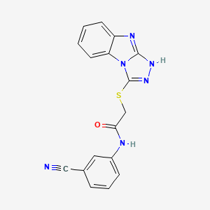molecular formula C17H12N6OS B7480130 N-(3-cyanophenyl)-2-(3H-[1,2,4]triazolo[4,3-a]benzimidazol-1-ylsulfanyl)acetamide 