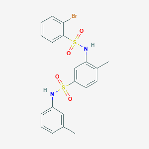 molecular formula C20H19BrN2O4S2 B7480195 3-[(2-bromophenyl)sulfonylamino]-4-methyl-N-(3-methylphenyl)benzenesulfonamide 