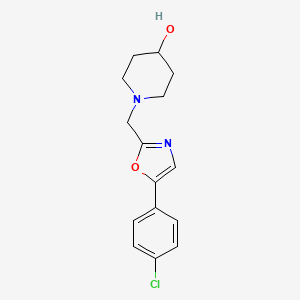 molecular formula C15H17ClN2O2 B7480202 1-[[5-(4-Chlorophenyl)-1,3-oxazol-2-yl]methyl]piperidin-4-ol 
