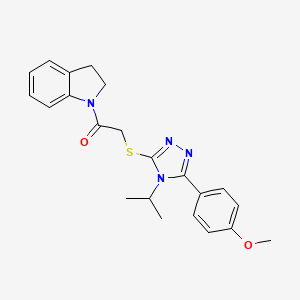 molecular formula C22H24N4O2S B7480219 1-(2,3-Dihydroindol-1-yl)-2-[[5-(4-methoxyphenyl)-4-propan-2-yl-1,2,4-triazol-3-yl]sulfanyl]ethanone 