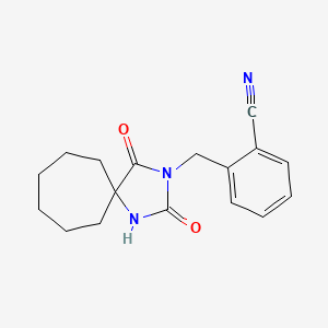 molecular formula C17H19N3O2 B7480263 2-[(2,4-Dioxo-1,3-diazaspiro[4.6]undecan-3-yl)methyl]benzonitrile 