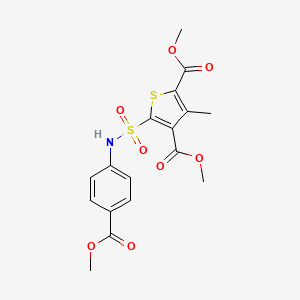 molecular formula C17H17NO8S2 B7480271 Dimethyl 5-[(4-methoxycarbonylphenyl)sulfamoyl]-3-methylthiophene-2,4-dicarboxylate 