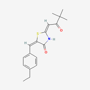molecular formula C18H21NO2S B7480318 (2E,5E)-2-(3,3-dimethyl-2-oxobutylidene)-5-[(4-ethylphenyl)methylidene]-1,3-thiazolidin-4-one 