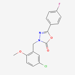 molecular formula C16H12ClFN2O3 B7480357 3-[(5-Chloro-2-methoxyphenyl)methyl]-5-(4-fluorophenyl)-1,3,4-oxadiazol-2-one 