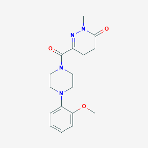 molecular formula C17H22N4O3 B7480370 6-[4-(2-Methoxyphenyl)piperazine-1-carbonyl]-2-methyl-4,5-dihydropyridazin-3-one 