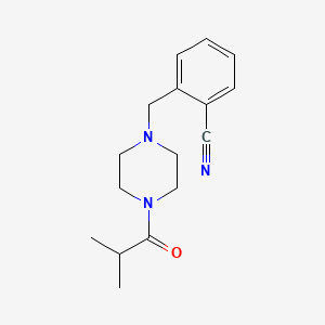molecular formula C16H21N3O B7480417 2-[[4-(2-Methylpropanoyl)piperazin-1-yl]methyl]benzonitrile 