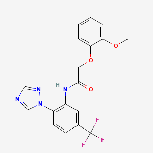 molecular formula C18H15F3N4O3 B7480423 2-(2-methoxyphenoxy)-N-[2-(1,2,4-triazol-1-yl)-5-(trifluoromethyl)phenyl]acetamide 