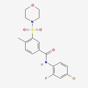 molecular formula C18H18BrFN2O4S B7480491 N-(4-bromo-2-fluorophenyl)-4-methyl-3-morpholin-4-ylsulfonylbenzamide 