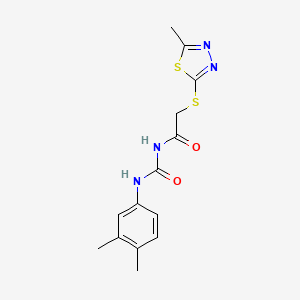 molecular formula C14H16N4O2S2 B7480520 N-[(3,4-dimethylphenyl)carbamoyl]-2-[(5-methyl-1,3,4-thiadiazol-2-yl)sulfanyl]acetamide 