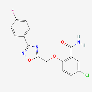 molecular formula C16H11ClFN3O3 B7480560 5-Chloro-2-[[3-(4-fluorophenyl)-1,2,4-oxadiazol-5-yl]methoxy]benzamide 
