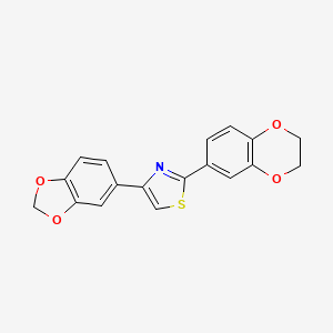 molecular formula C18H13NO4S B7480568 4-(1,3-Benzodioxol-5-yl)-2-(2,3-dihydro-1,4-benzodioxin-6-yl)-1,3-thiazole 