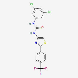molecular formula C17H10Cl2F3N3OS B7480579 1-(3,5-Dichlorophenyl)-3-[2-[4-(trifluoromethyl)phenyl]-1,3-thiazol-4-yl]urea 