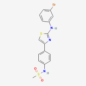 molecular formula C16H14BrN3O2S2 B7480621 N-[4-[2-(3-bromoanilino)-1,3-thiazol-4-yl]phenyl]methanesulfonamide 