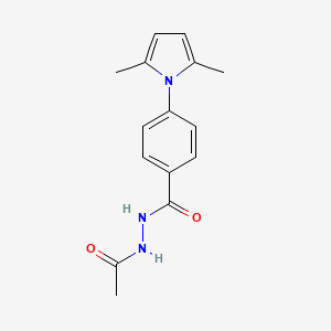 molecular formula C15H17N3O2 B7480713 N'-acetyl-4-(2,5-dimethylpyrrol-1-yl)benzohydrazide 