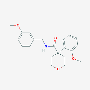 molecular formula C21H25NO4 B7480737 4-(2-methoxyphenyl)-N-[(3-methoxyphenyl)methyl]oxane-4-carboxamide 
