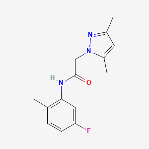 molecular formula C14H16FN3O B7480746 2-(3,5-dimethylpyrazol-1-yl)-N-(5-fluoro-2-methylphenyl)acetamide 