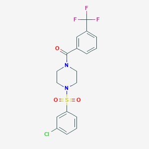 molecular formula C18H16ClF3N2O3S B7480755 [4-(3-Chlorophenyl)sulfonylpiperazin-1-yl]-[3-(trifluoromethyl)phenyl]methanone 